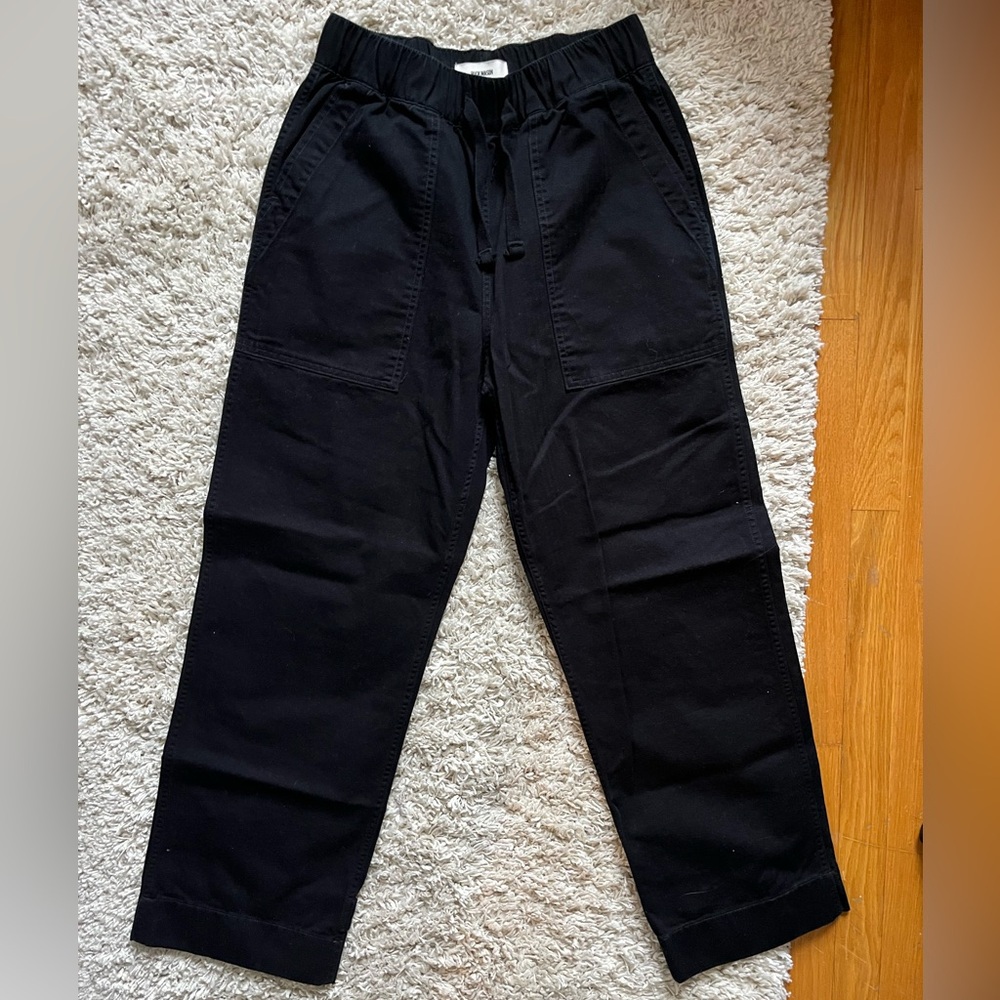 Buck Mason Black Herringbone Twill Drawstring Pant - M